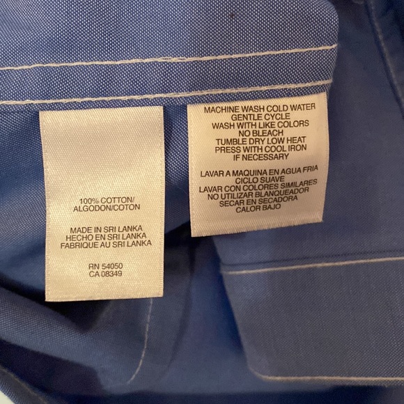 Jones New York Signature Size M Blue Easy Care Button Down Top - Picture 4 of 8